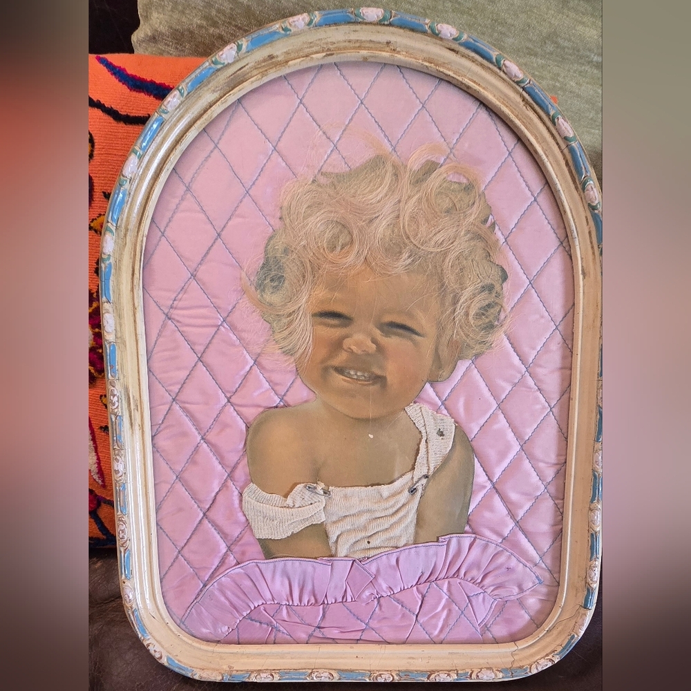 Vintage framed print SONNY BOY H. B. Urgelles Hair Cloth Quilted  17"x13"